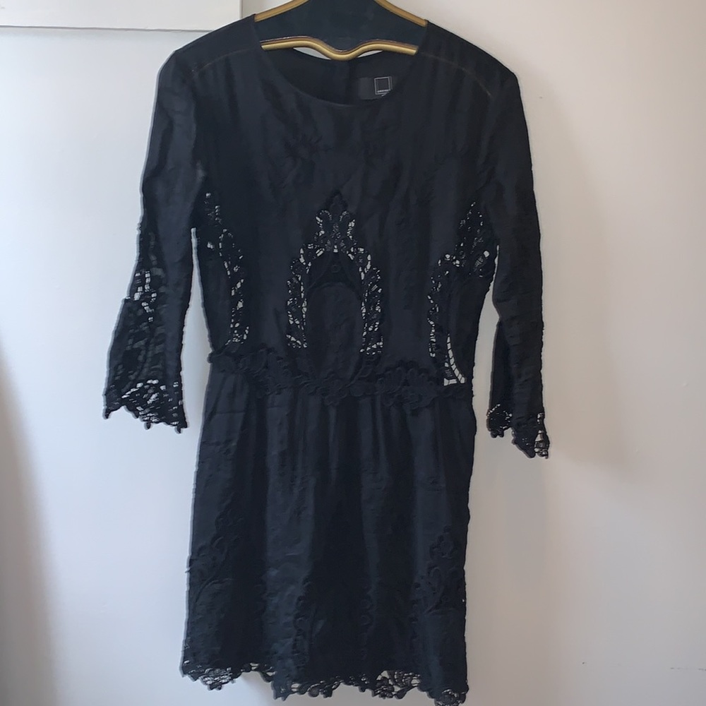 Dolce Vita Val Sunflower Lace Dress in black, size M